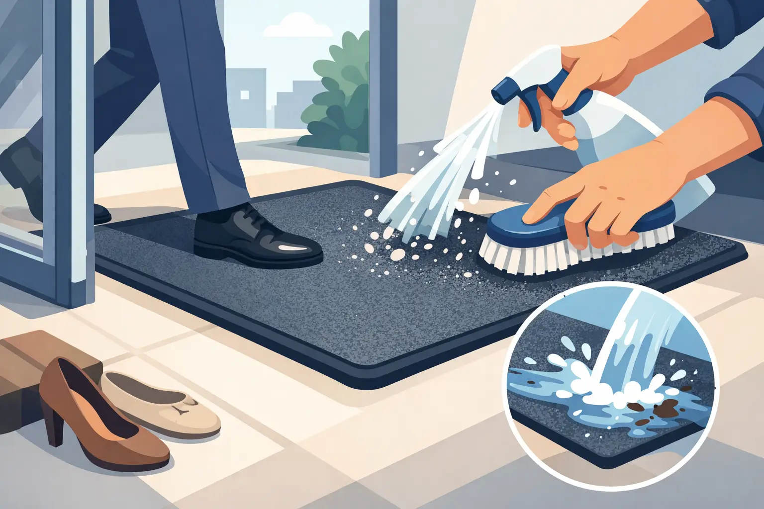 Kergesti puhastatav sissepääsumatt töötab